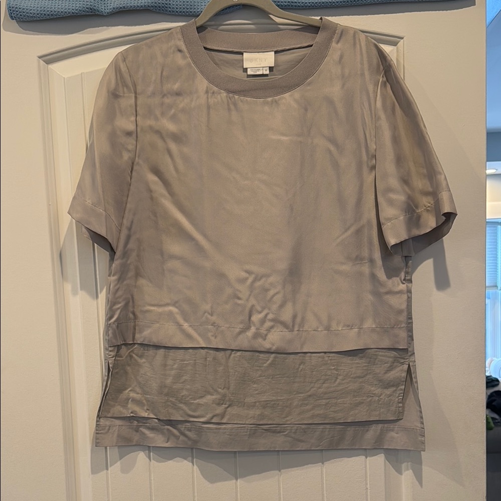 DKNY PURE Gray Short Sleeve Top